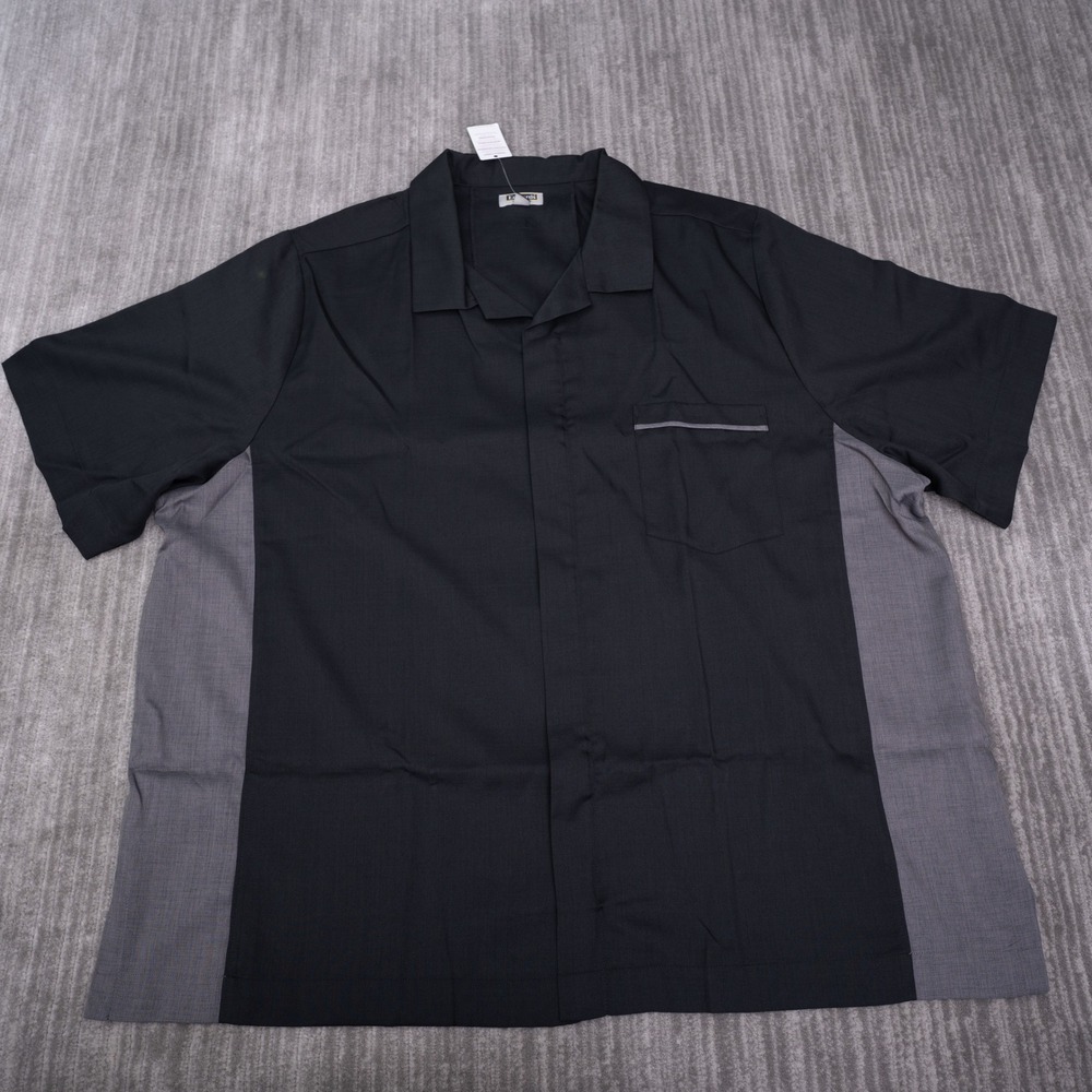 Edwards Men 4XL Black Grey Zipper Front Work Shirt Moisture Wicking 4890-010 New